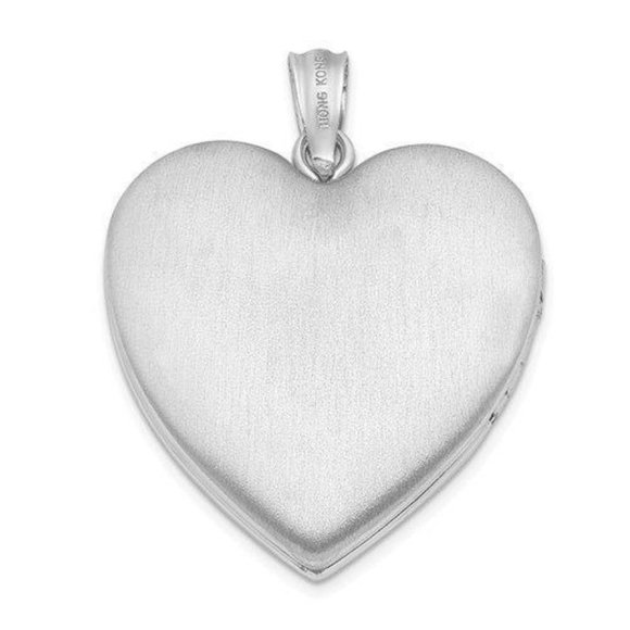Sterling Silver Cross Heart Locket Rhodium-plated 24mm D/C New Religious 925 - Picture 4 of 4